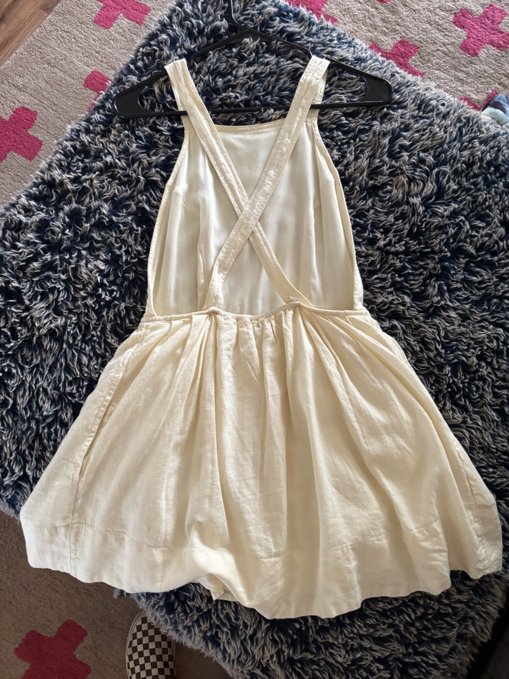 Free People Cream Backless adjustable Cross-Back Mini Dress butter yellow
